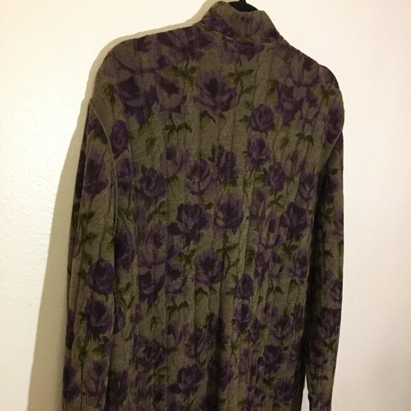 Vintage 80s Ungaro Italian Knit Button Front Cardigan Beautiful Floral Roses (2) - Picture 11 of 16